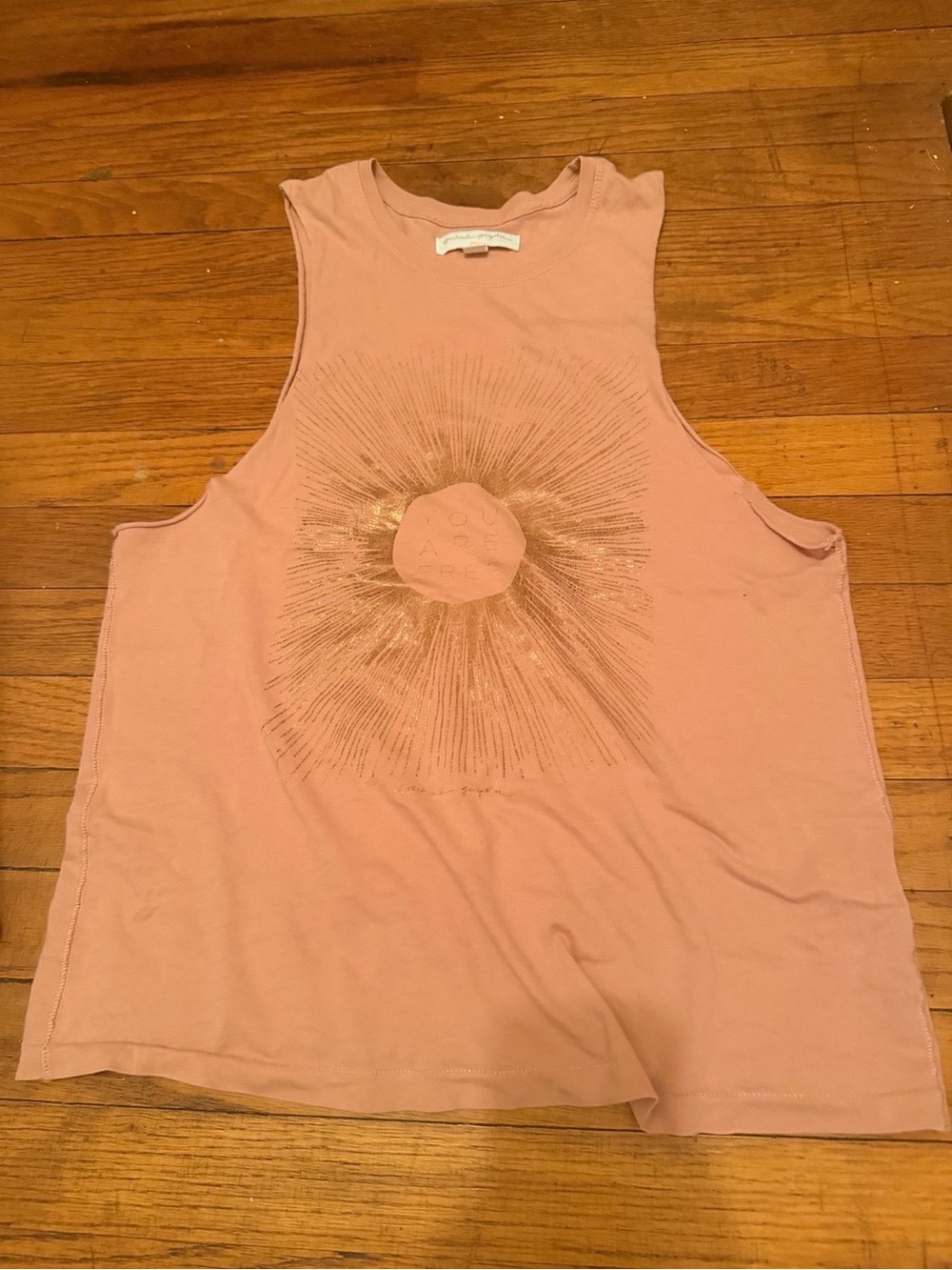 Spiritual Gangster Dusty Rose Tank with Metallic Sunburst